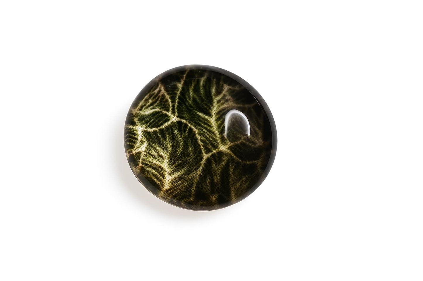 cabochon florale noir et or